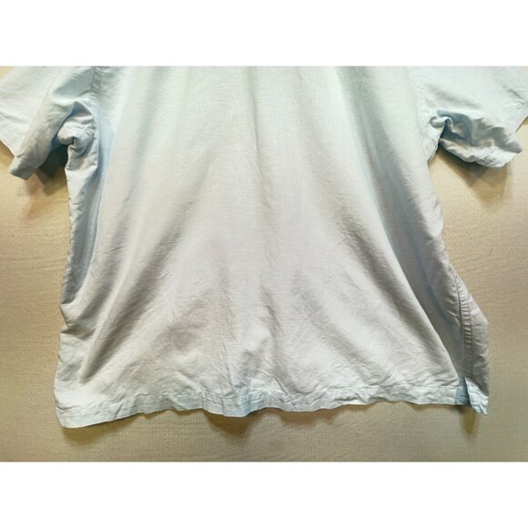 Old Navy Mens Short Sleeve Button Up Shirt Size L Blue Linen Blend Casual Travel - Picture 11 of 11